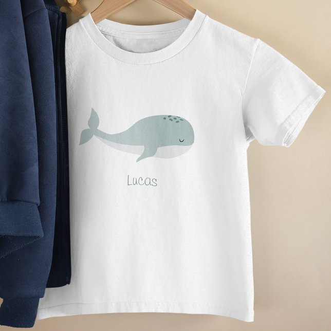 Cute Blue Whale med Personlig Namn T Shirt (Skapare uppladdad)