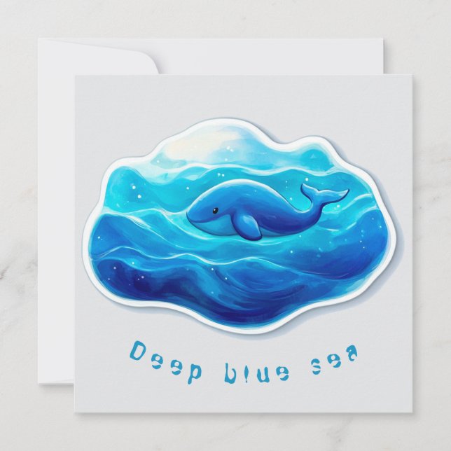 Cute Blue Whale, personalized Inbjudningar (Framsida)