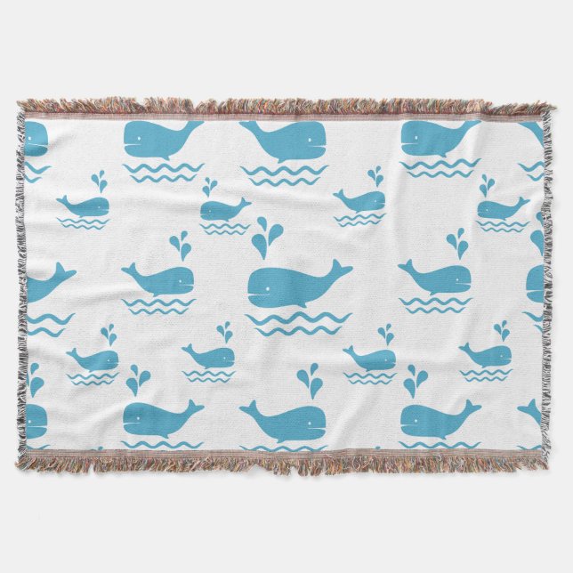 Cute Blue Whale Seamless Ocean Pattern (1) Filt (Framsidan)