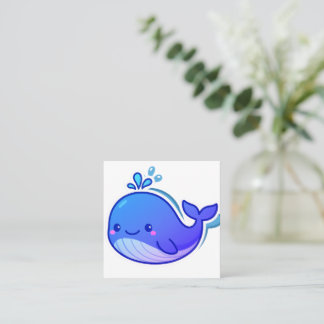 Cute Blue Whale Sticker Fyrkantigt Visitkort