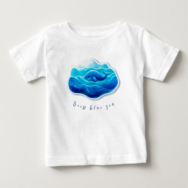 Cute Blue Whale T Shirt (Framsida)
