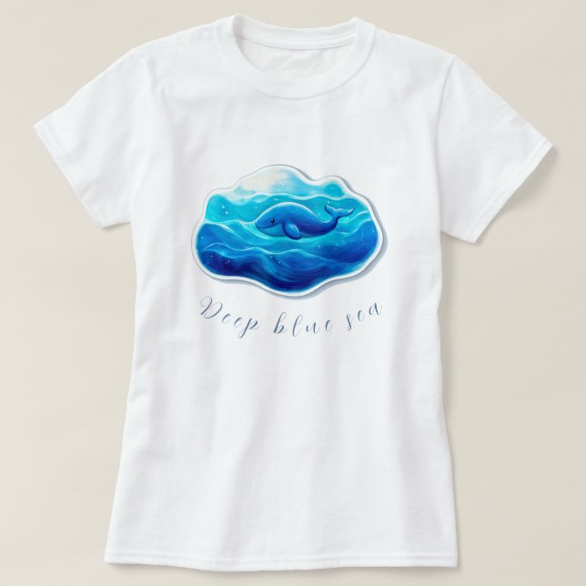 Cute Blue Whale T Shirt (Design framsida)