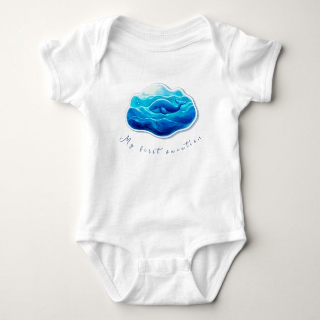 Cute Blue Whale T Shirt (Framsida)