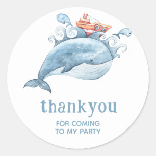 Cute Blue Whale Tack Sticker Runt Klistermärke