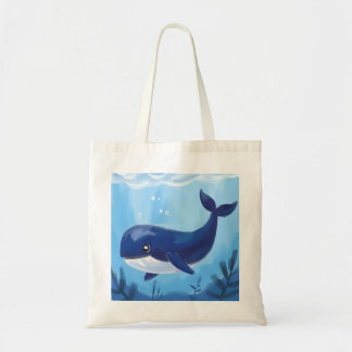 Cute Blue Whale Tote Bag  Tygkasse