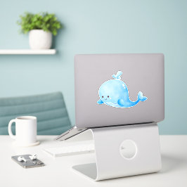 Cute Blue Whale Watercolor Klistermärken
