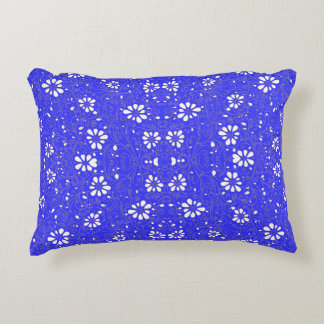 Cute blue white classic flowers pattern prydnadskudde