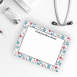 Cute Blue White Mönster A Note från sjuksköterskan Post-it Block