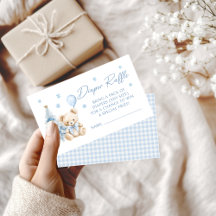 Cute Blue Winter Nalle Pojke Diaper Raffle