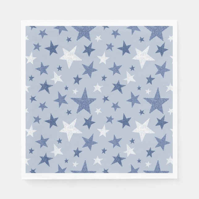 Cute Blue Winter Stars Pappersservett (Framsidan)