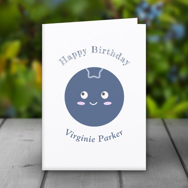 Cute Blueberry Birday Card Tack Kort (Cute Blueberry Birthday Card )