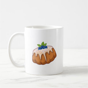 Cute Blueberry Bundt Cake Illustration - Kawaii Kaffemugg