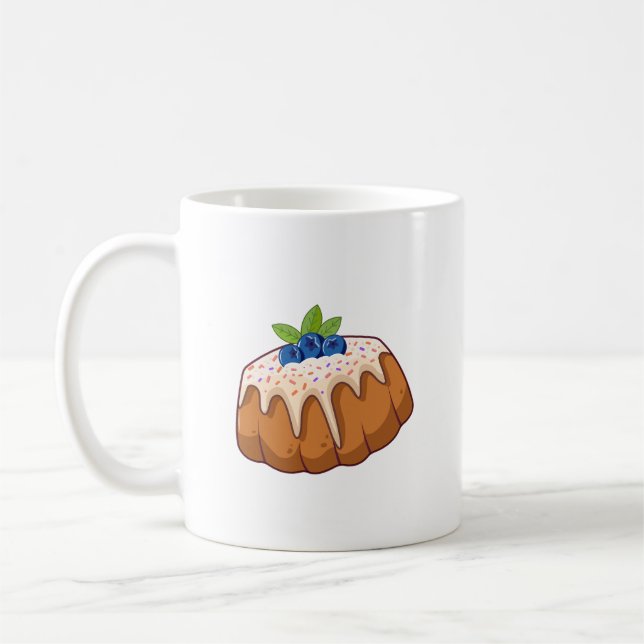 Cute Blueberry Bundt Cake Illustration - Kawaii Kaffemugg (Vänster)