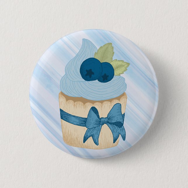 Cute Blueberry Cupkaka Birthday Celebration Knapp (Framsida)
