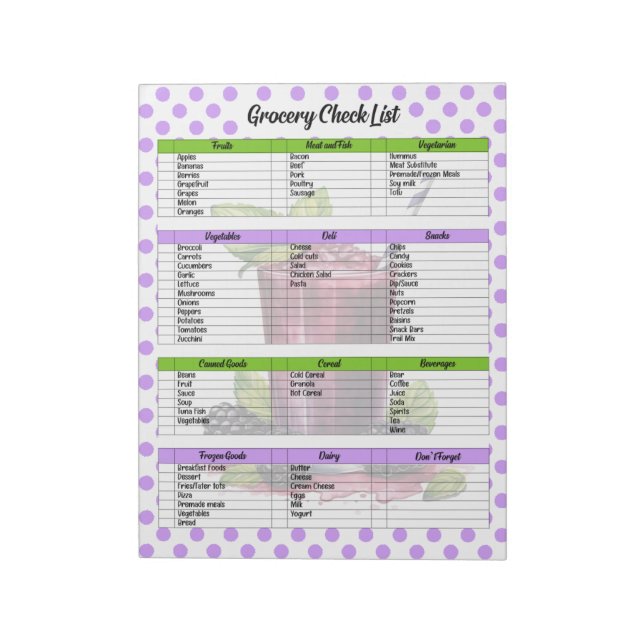 Cute Blueberry Livsmedel List Anteckningsblock (Roterad)