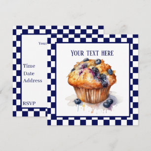 Cute blueberry muffin party inbjudningar