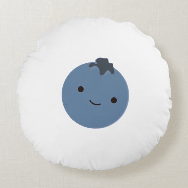 Cute Blueberry Rund Kudde (Framsidan)