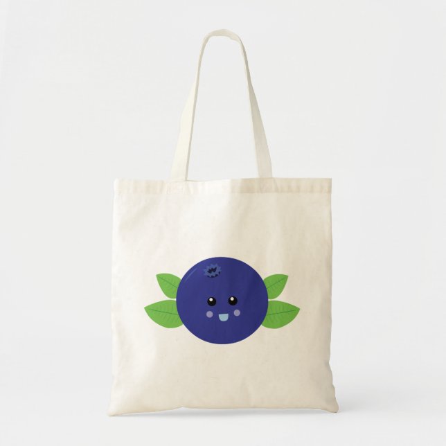 Cute Blueberry Tote Bag Tygkasse (Framsidan)