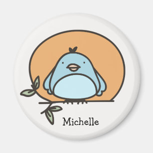 Cute Bluebird Illustration Personlig Namn Magnet