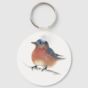 Cute Bluebird Watercolor Färgpenna Art Nyckelring