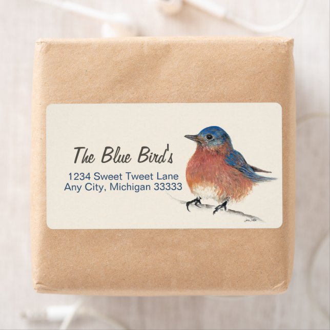 Cute Bluebird Watercolor Pencil Art Fraktsedel (Insitu)