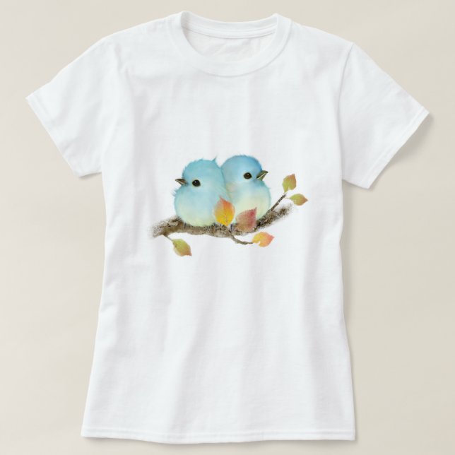 Cute Bluebirdss på Gren T Shirt (Design framsida)