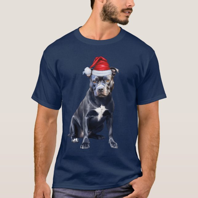 Cute Bluenose Pitbull Hund älskare Funny jul T Shirt (Framsida)