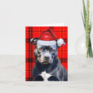 Cute Bluenose Pitbull Santa Hund Red Play Helgkort