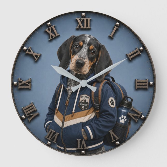 Cute Bluetick Coonhound Puppy Stor Klocka (Framsida)
