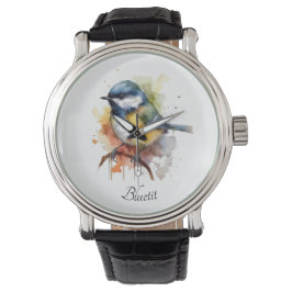 Cute Bluetit på Gren, anpassningsbar Armbandsur
