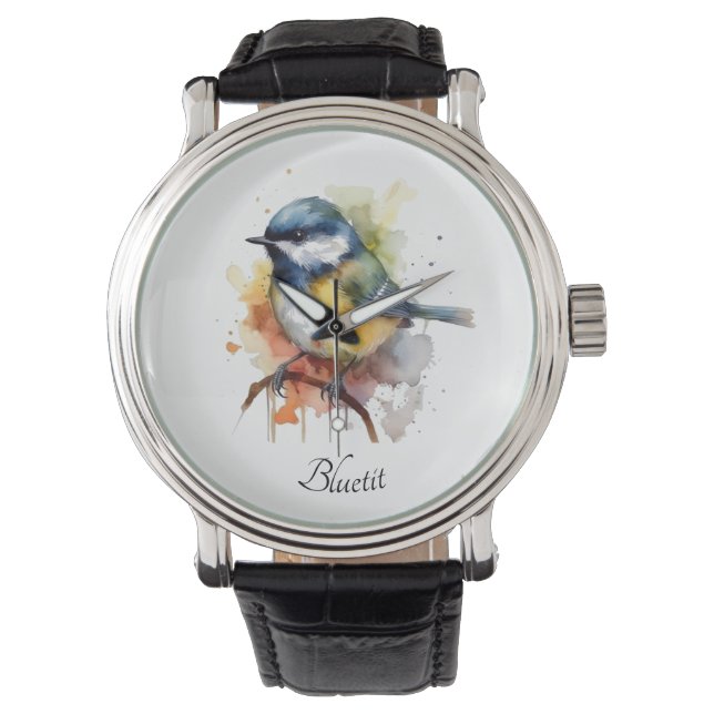 Cute Bluetit på Gren, anpassningsbar Armbandsur (Framsida)