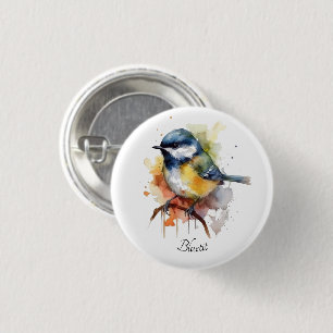 Cute Bluetit på Gren, anpassningsbar Knapp