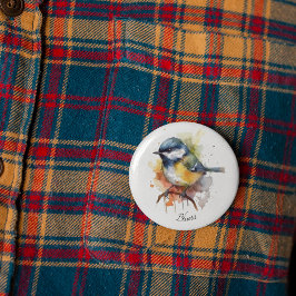 Cute Bluetit på Gren, anpassningsbar Knapp