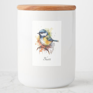 Cute Bluetit på Gren, anpassningsbar Mat Etikett