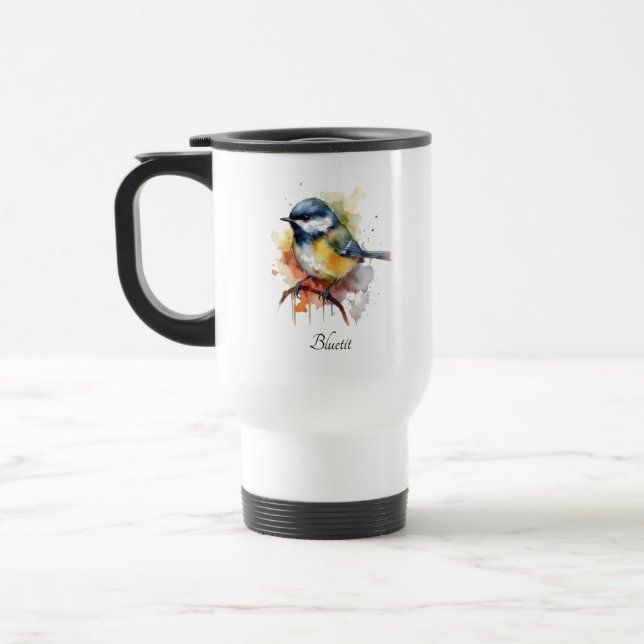 Cute Bluetit på Gren, anpassningsbar Resemugg (Vänster)
