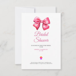 cute blush pinky bow bridal shower invitation tack kort