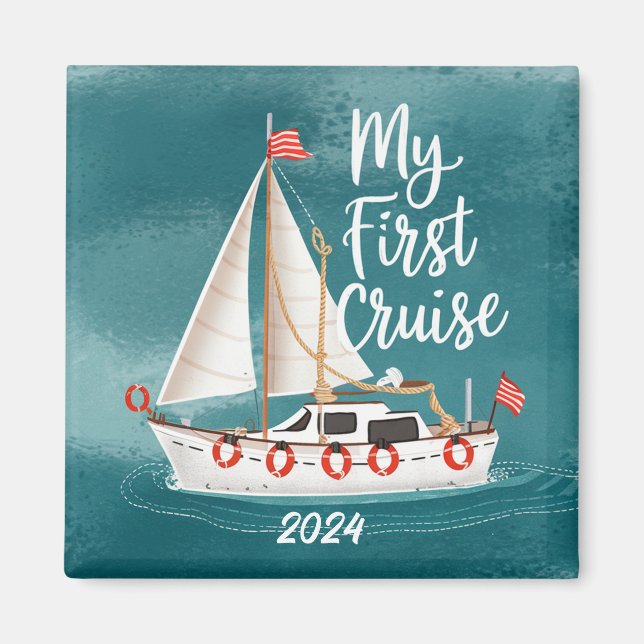 Cute Boat - Min första kryssning - Anpassningsbar Magnet (Framsidan)