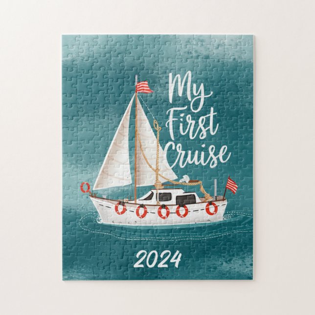 Cute Boat - Min första kryssning - Anpassningsbar Pussel (Vertikal)