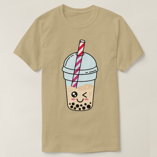 Cute Boba Bubble Pearl Tapioca Mjölk Tea T Shirt (Design framsida)
