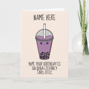 Cute Boba Bubble Tea Birthday Card Kort