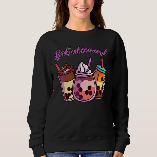 Cute Boba Bubble Tea Bobalicious T Shirt (Framsida)