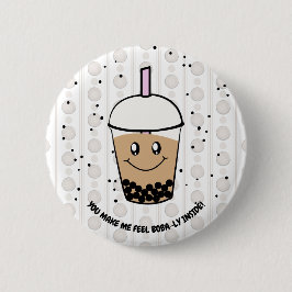 Cute Boba Bubble Tea Pun Button Knapp