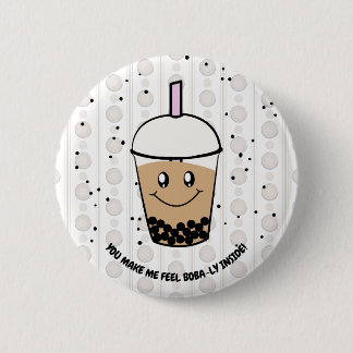 Cute Boba Bubble Tea Pun Button Knapp