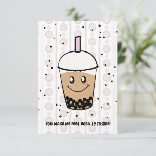Cute Boba Bubble Tea Pun Flat Tackat You Card Tack Kort
