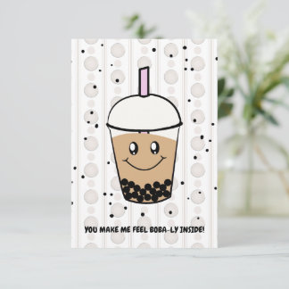 Cute Boba Bubble Tea Pun Flat Tackat You Card Tack Kort