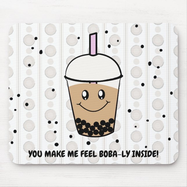 Cute Boba Bubble Tea Pun Mousepad Musmatta (Framsidan)