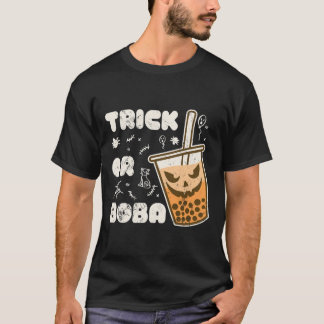 Cute Boba Bubble Tea Scary Halloween Pumpkin Spice T Shirt