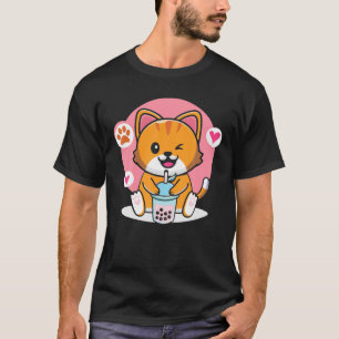 Cute Boba Cat Bubble Tea Anime Kawaii Neko T Shirt