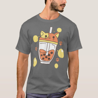 Cute Boba Cat Bubble Tea T Shirt