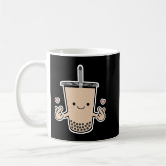 Cute Boba KPop Bubble Mjölk Tea KoreaFinger Heart Kaffemugg